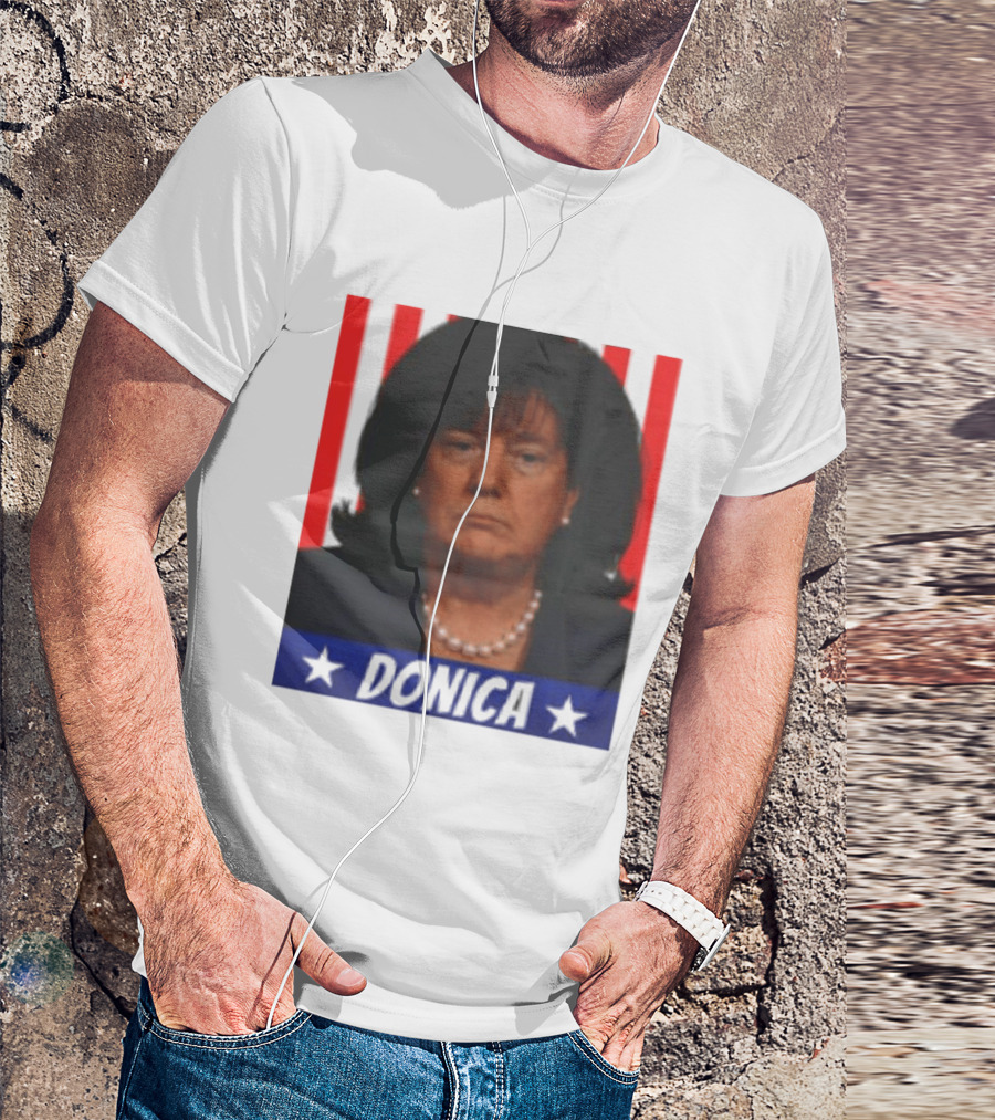 Donica Lewinsky 2025 Campaign Style Stars Red Stripes T-Shirt