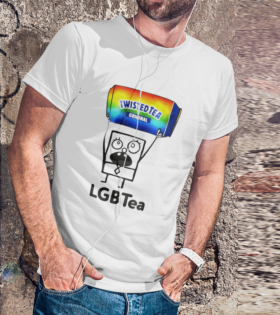 Doodlebob Holding Rainbow Twisted Tea Original LGBTea Pride LGBTQ+ T-Shirt