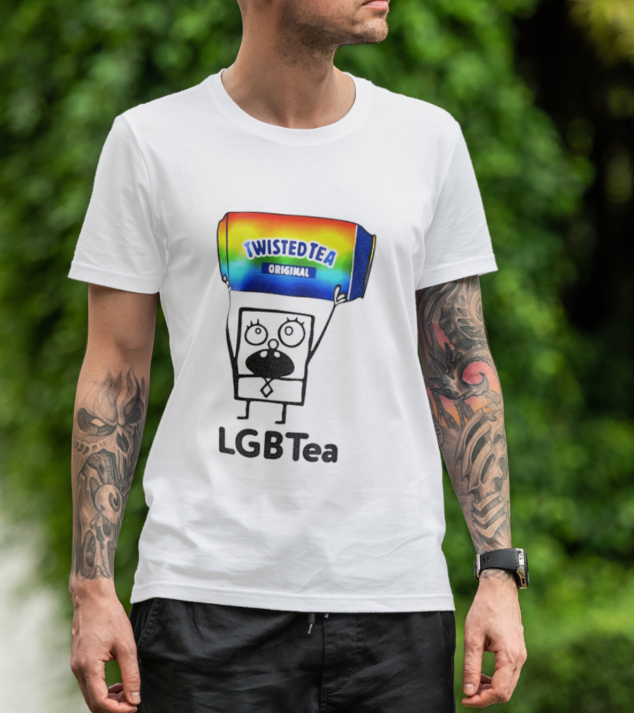 Doodlebob Holding Rainbow Twisted Tea Original LGBTea Pride LGBTQ+ T-Shirt