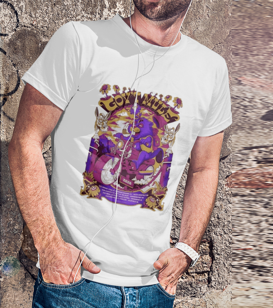 Gov't Mule Summer Tour 2026 Psychedelic Bear Riding Motorcycle Concert Dates And Locations T-Shirt
