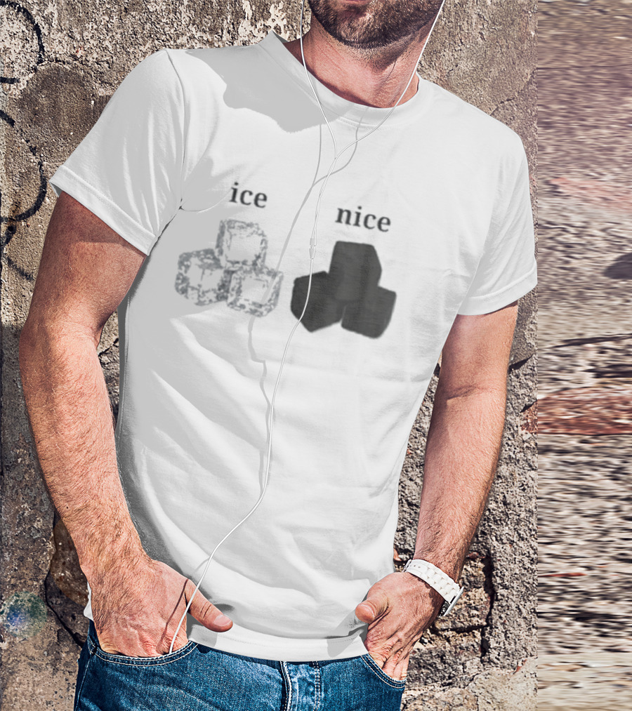 Ice Vs Nice Cubes Playful Word T-Shirt