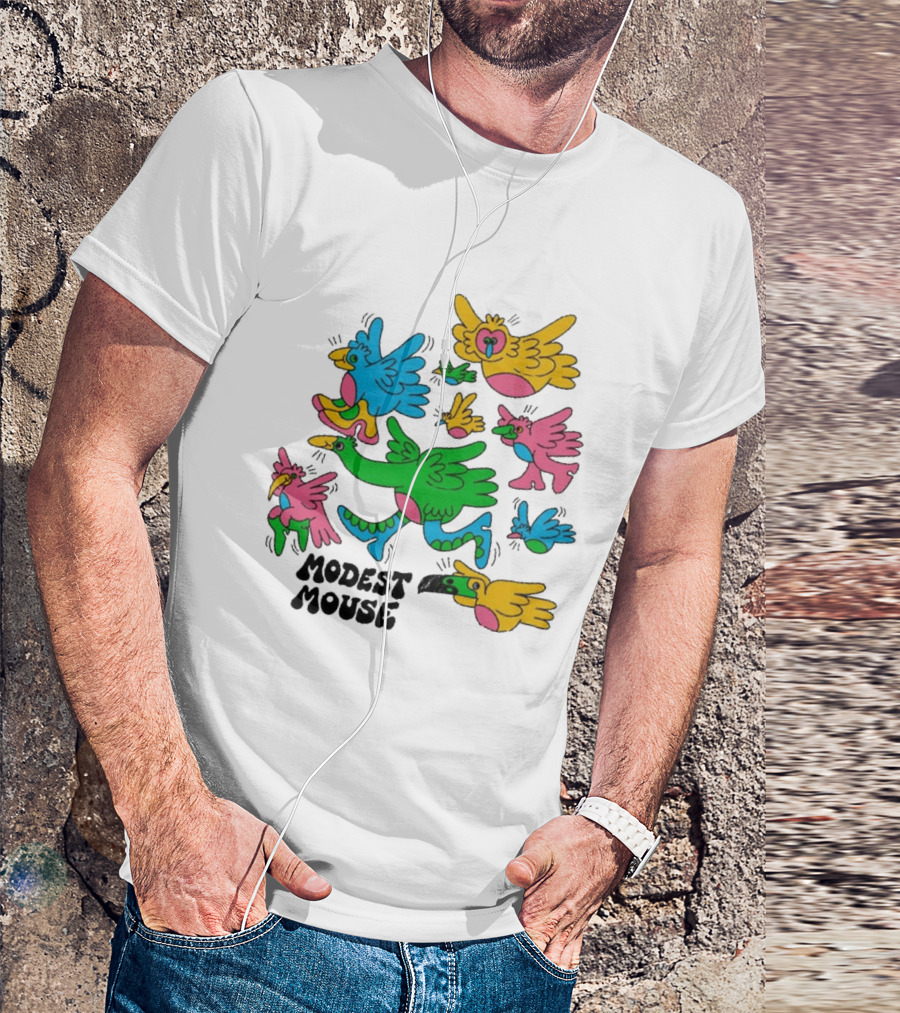 Modest Mouse Colorful Birds Flock T-Shirt