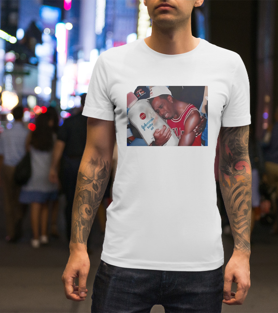 P.Diddy Crying Meme Johnson's Baby Oil Bulls Jersey T-Shirt