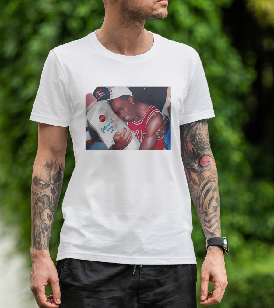 P.Diddy Crying Meme Johnson's Baby Oil Bulls Jersey T-Shirt