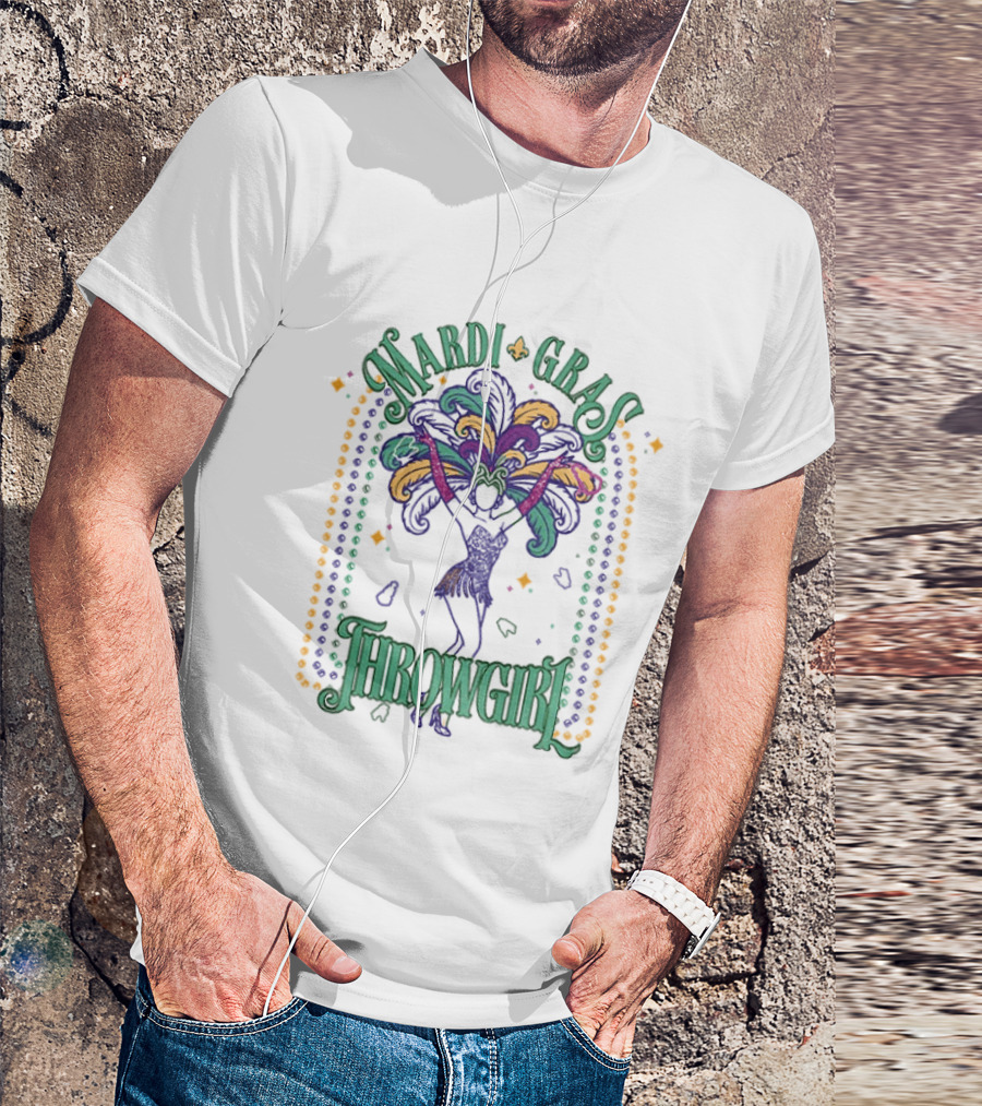 Mardi Gras Throw Girl Feather Dance Costume Celebration T-Shirt