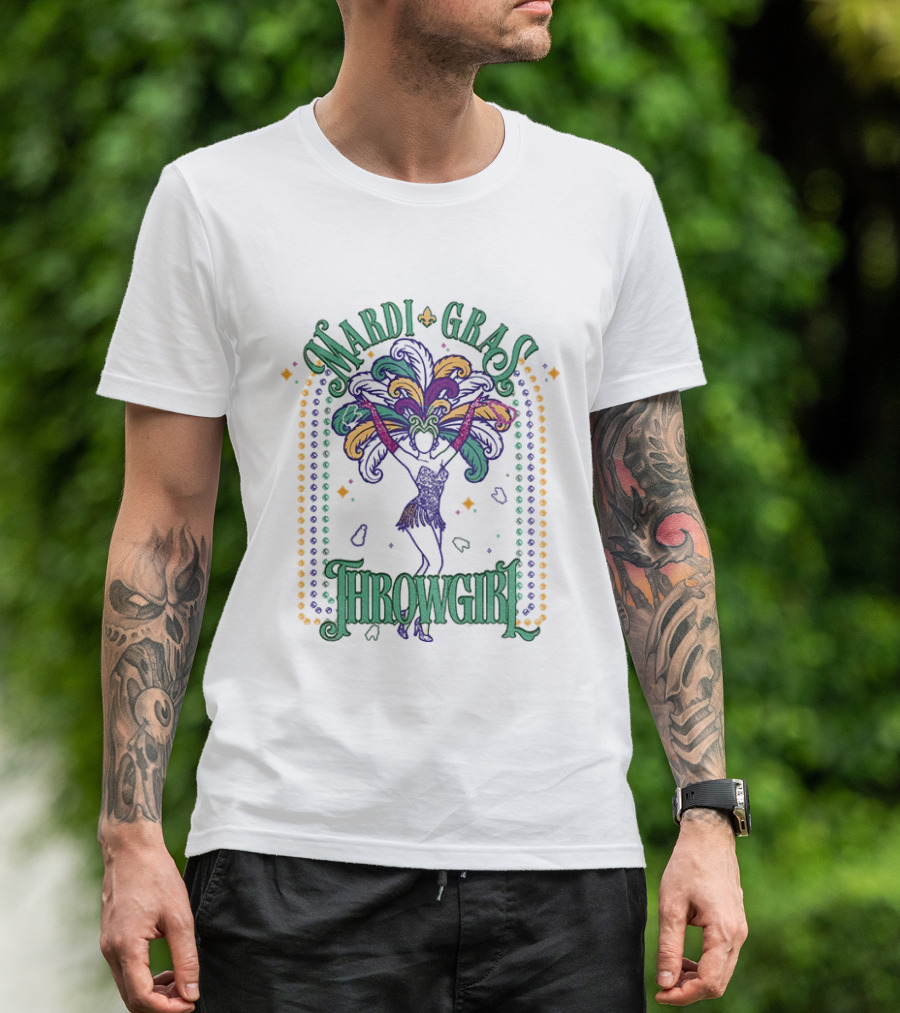 Mardi Gras Throw Girl Feather Dance Costume Celebration T-Shirt