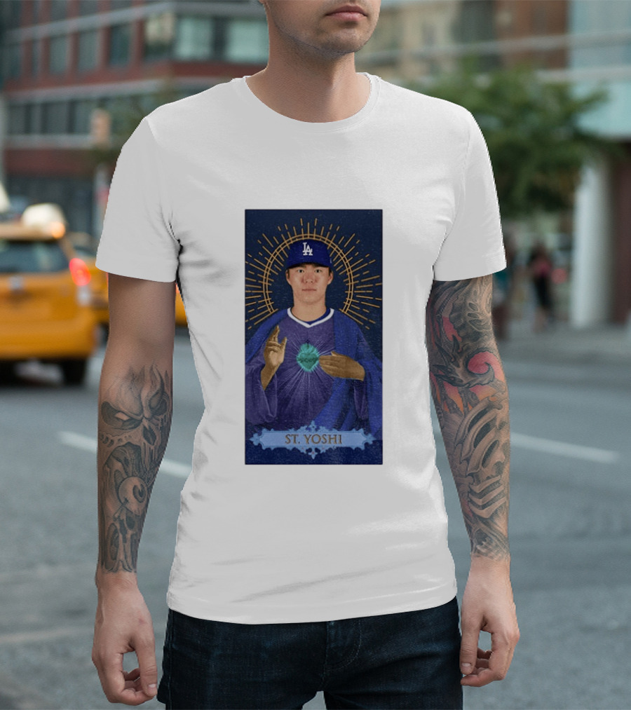Yoshinobu Yamamoto Dodgers St. Yoshi Halo Icon MLB T-Shirt