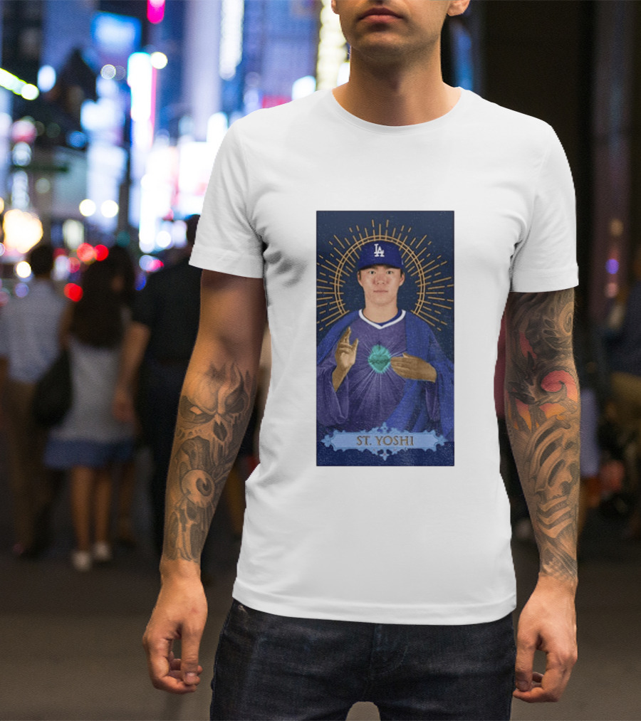Yoshinobu Yamamoto Dodgers St. Yoshi Halo Icon MLB T-Shirt