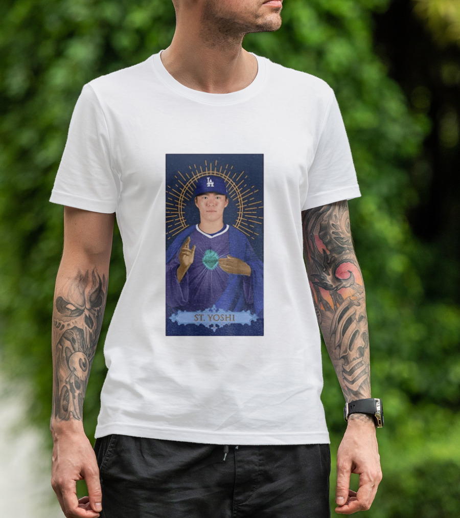 Yoshinobu Yamamoto Dodgers St. Yoshi Halo Icon MLB T-Shirt