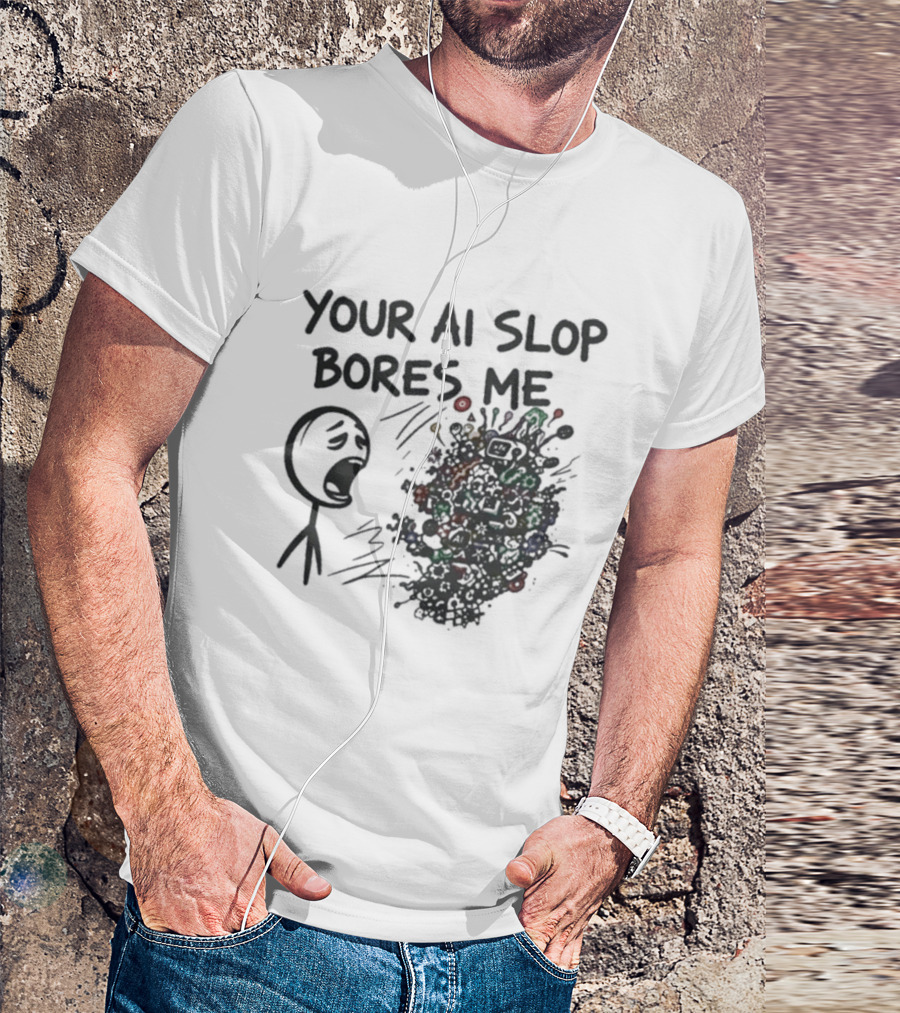 Your AI Slop Bores Me Stick Figure Expression With Colorful Scribbles T-Shirt