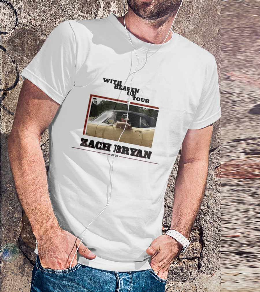 Zach Bryan With Heaven On Tour 2026 Yellow Convertible Country Music T-Shirt