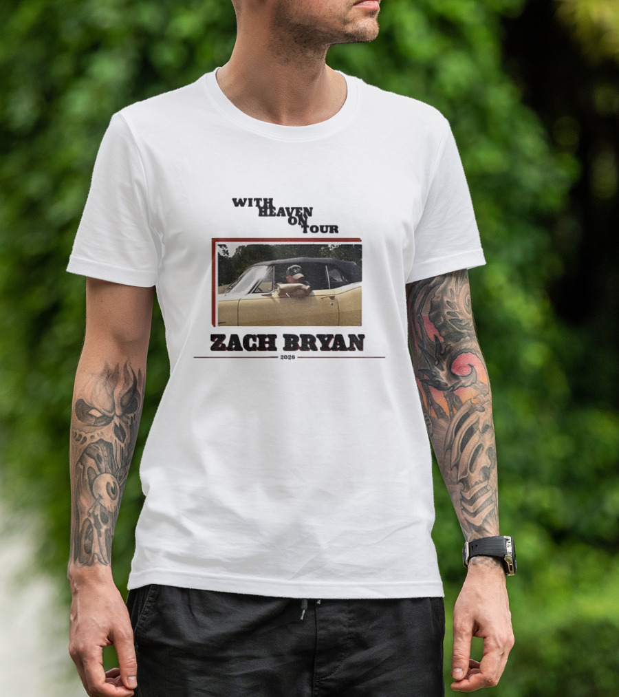 Zach Bryan With Heaven On Tour 2026 Yellow Convertible Country Music T-Shirt