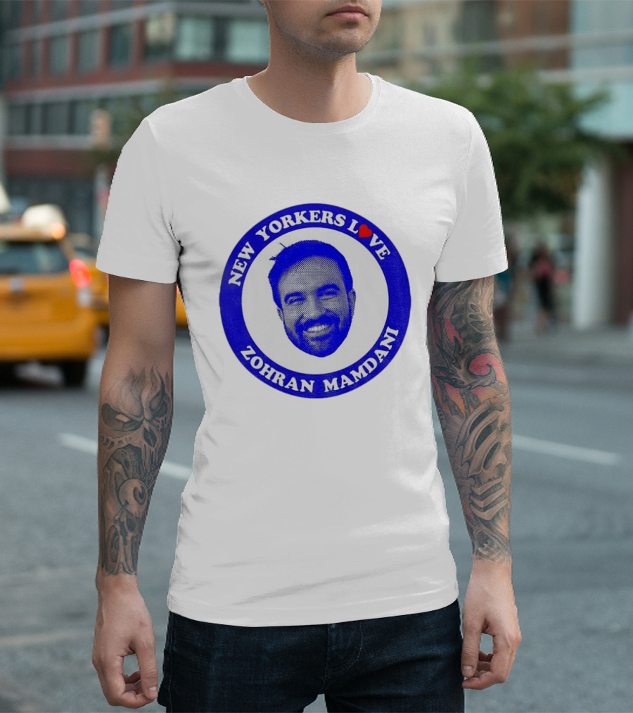 New Yorkers Love Zohran Mamdani Big Head Circular T-Shirt