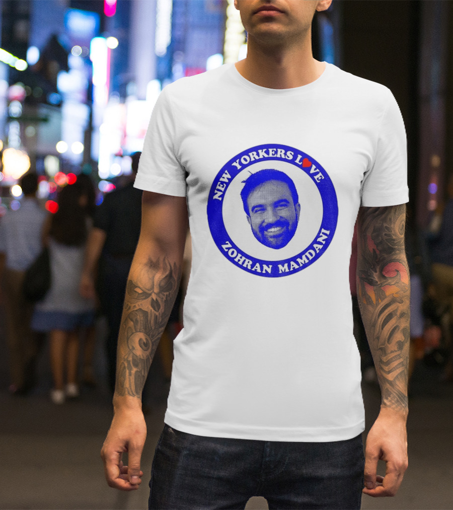 New Yorkers Love Zohran Mamdani Big Head Circular T-Shirt