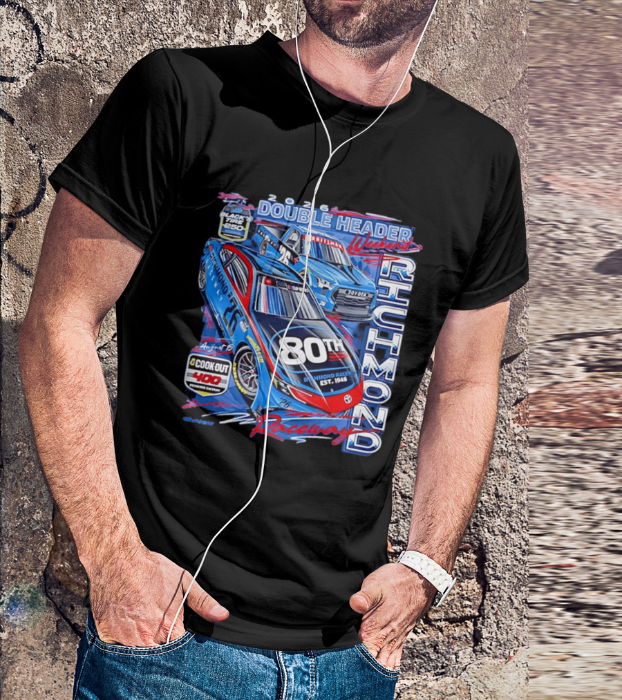 2026 Richmond Raceway Double Header Weekend 80th Anniversary Black Tire 250 Cook Out 400 T-Shirt
