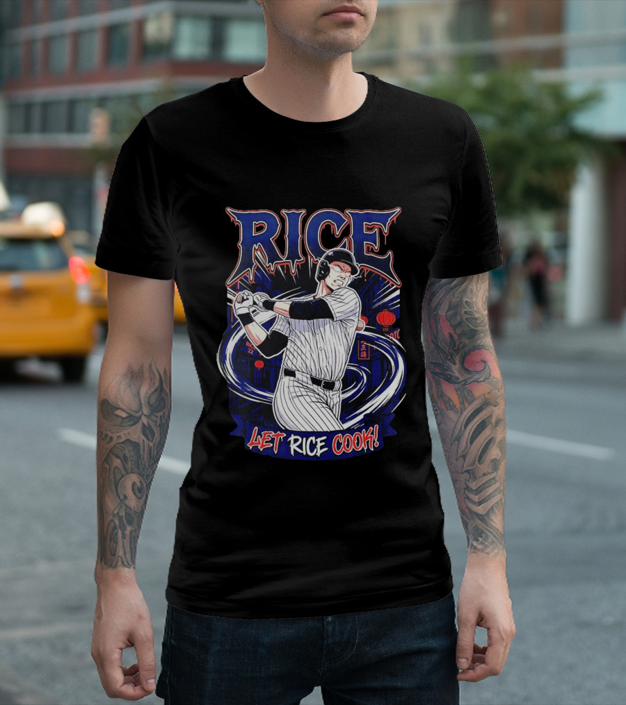 Rice Let Rice Cook New York Yankees Baseball Cartoon T-Shirt