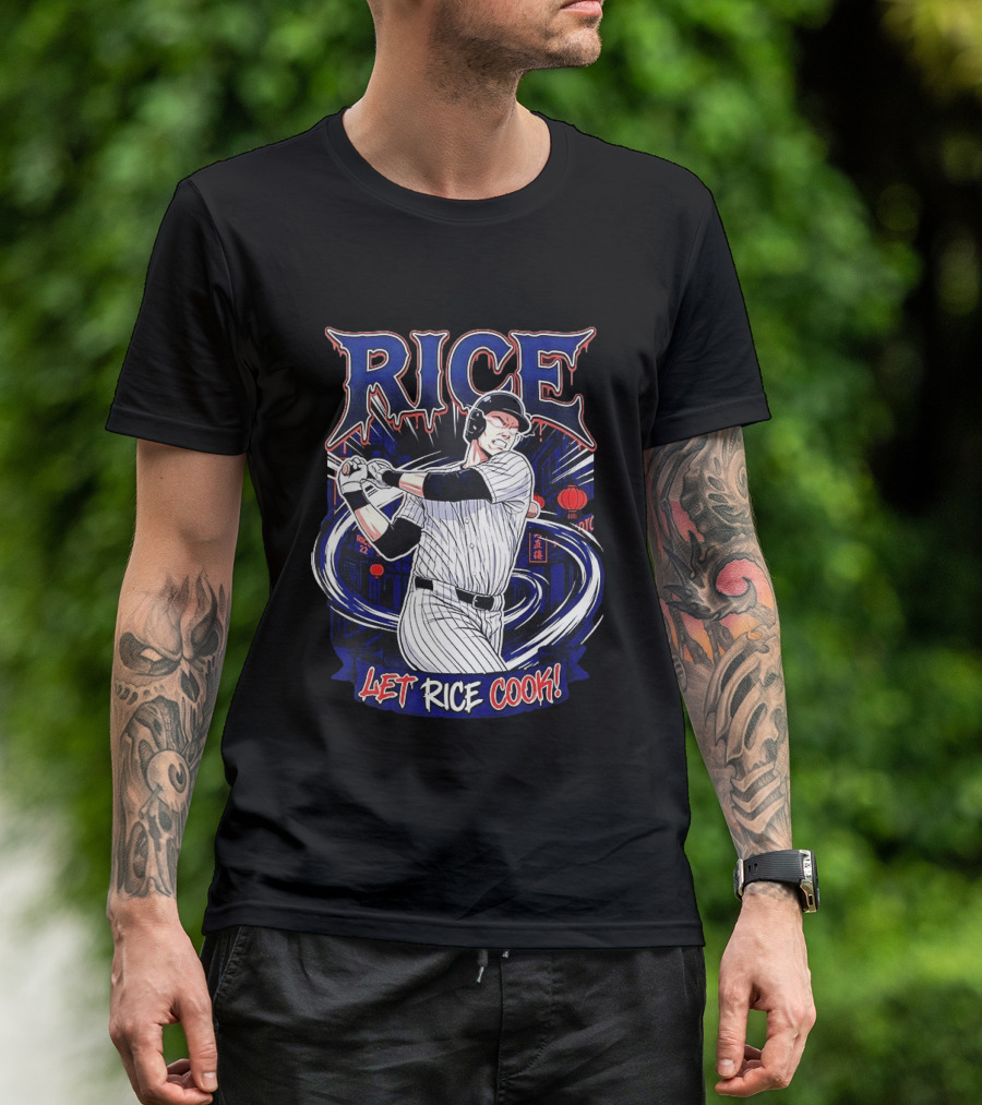 Rice Let Rice Cook New York Yankees Baseball Cartoon T-Shirt