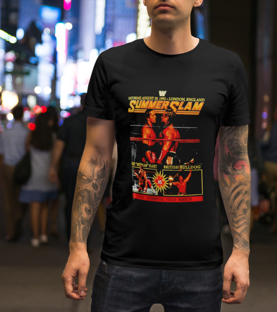 WWF SummerSlam 1992 Bret Hart Vs British Bulldog London England T-Shirt