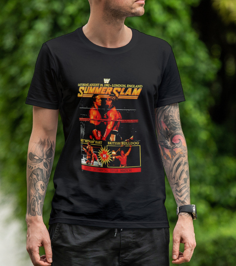 WWF SummerSlam 1992 Bret Hart Vs British Bulldog London England T-Shirt