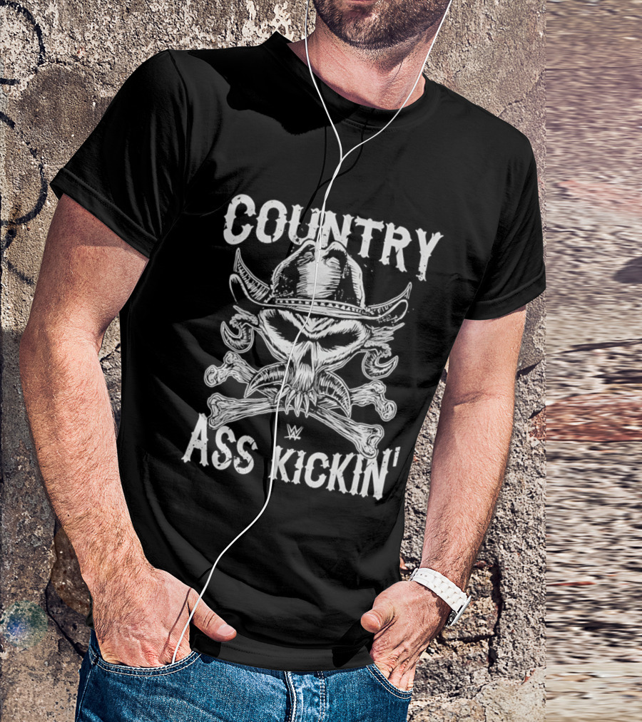 WWE Brock Lesnar Country Ass Kickin Cowboy Skull And Crossbones T-Shirt