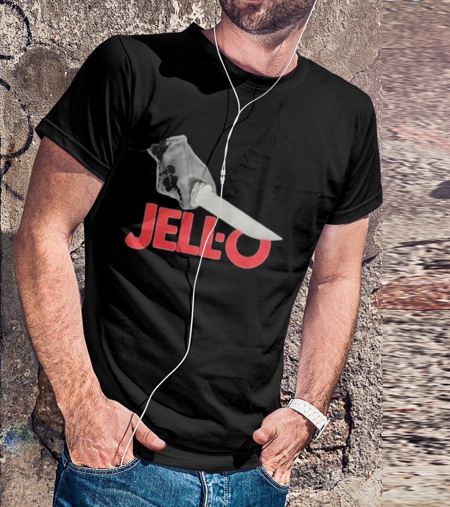 Jello Knife Red Oozing Text And Gloved Dagger T-Shirt