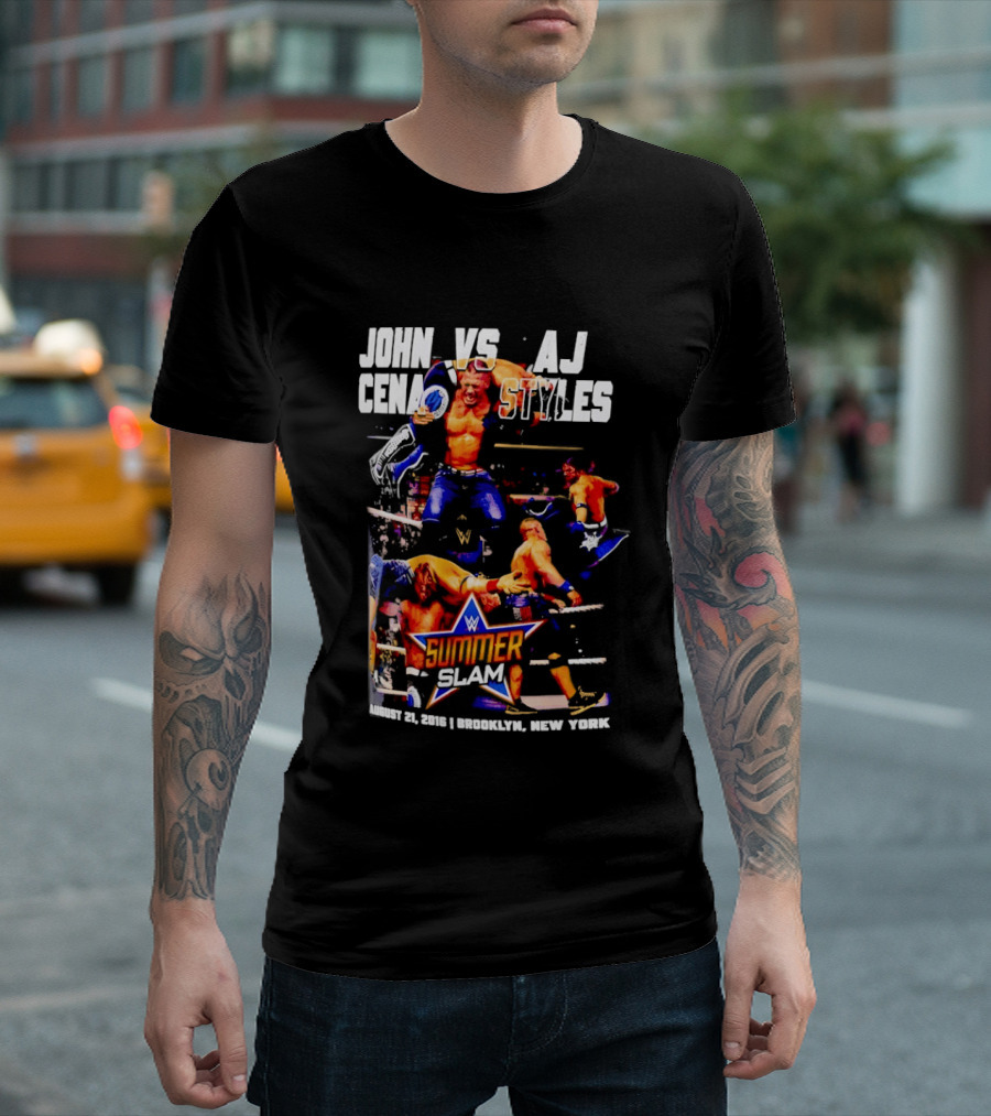 John Cena Vs AJ Styles WWE SummerSlam 2016 Barclays Center August 21 Brooklyn New York T-Shirt