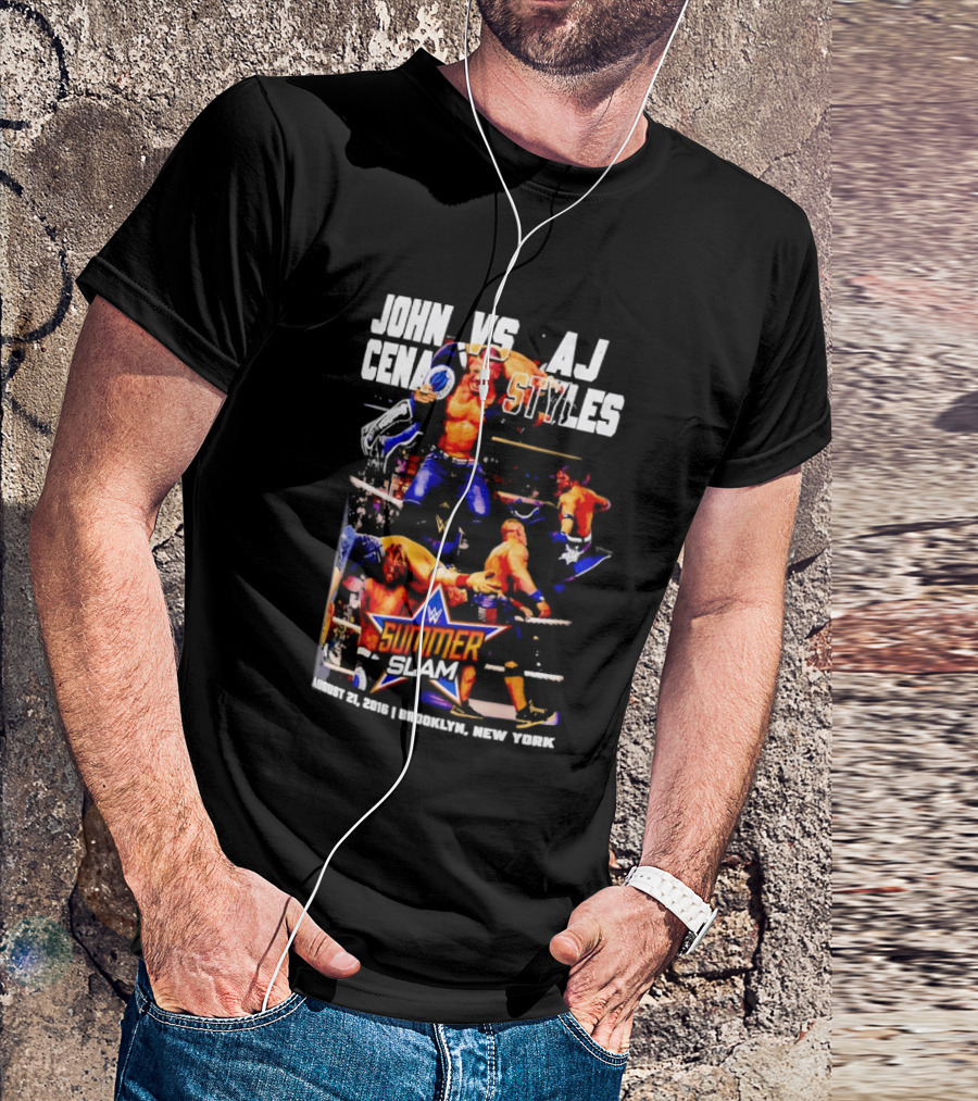 John Cena Vs AJ Styles WWE SummerSlam 2016 Barclays Center August 21 Brooklyn New York T-Shirt