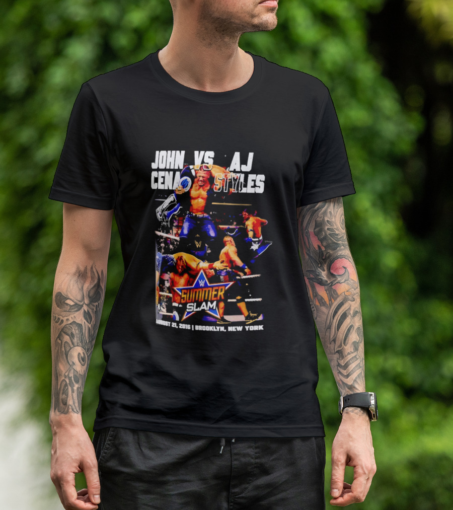 John Cena Vs AJ Styles WWE SummerSlam 2016 Barclays Center August 21 Brooklyn New York T-Shirt