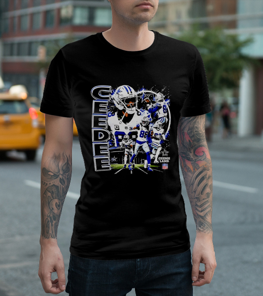 CeeDee Lamb No 88 Dallas Cowboys Collage Player Action T-Shirt