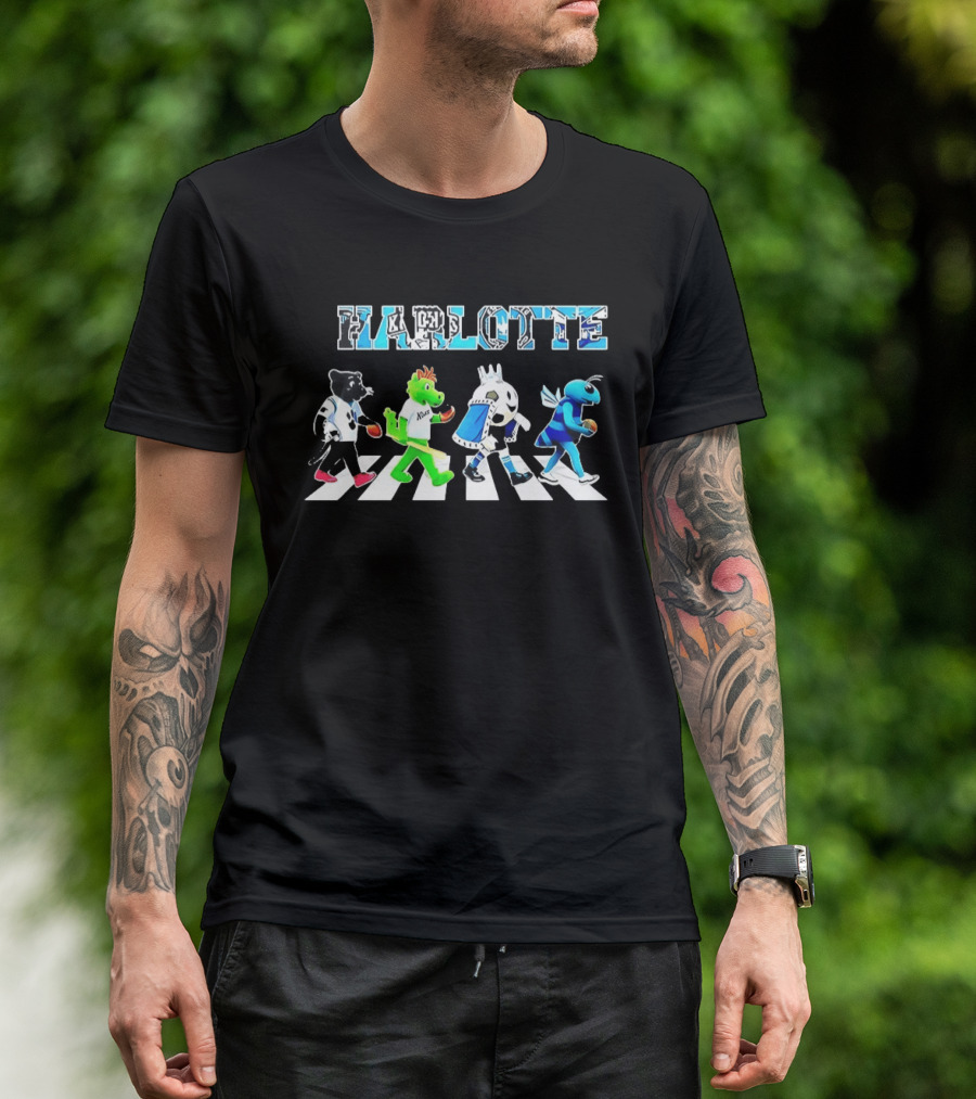 Charlotte Sports Teams Mascots Crossing Abbey Road T-Shirt