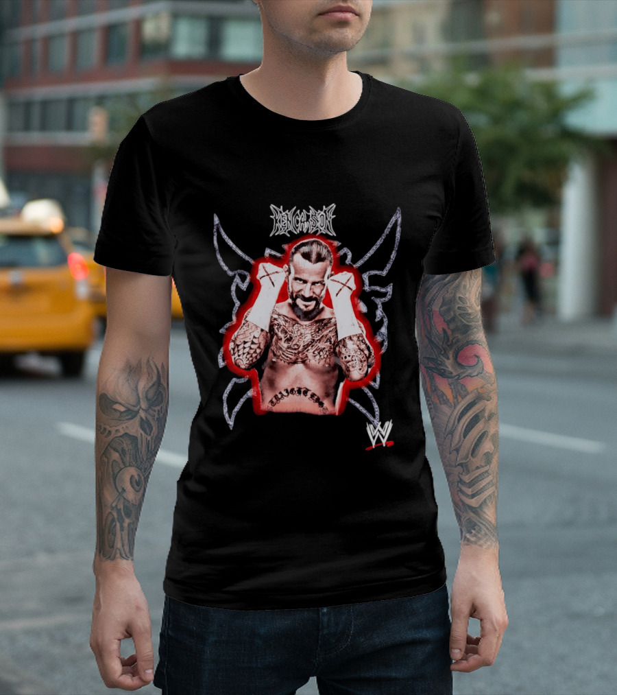 Ken Carson CM Punk WWE Logo Tattooed MMA Fighter T-Shirt
