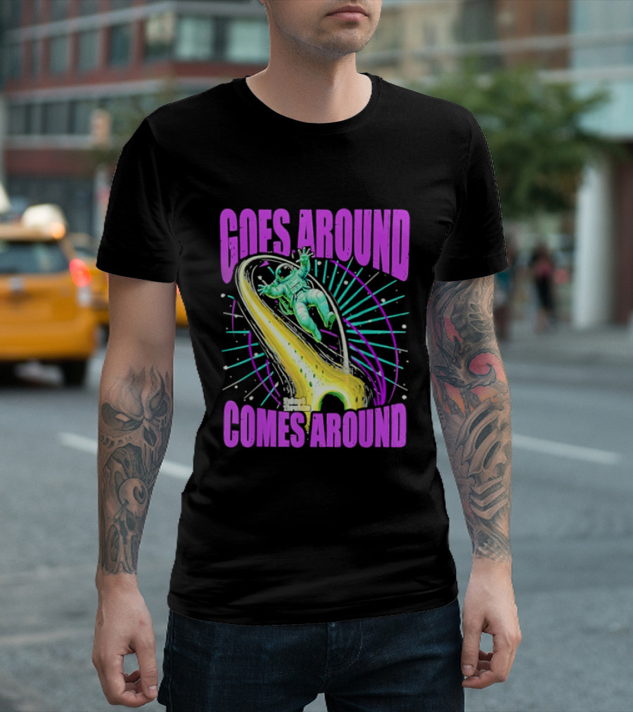 Goes Around Comes Around Astronaut Floating Space Retro Aesthetic T-Shirt