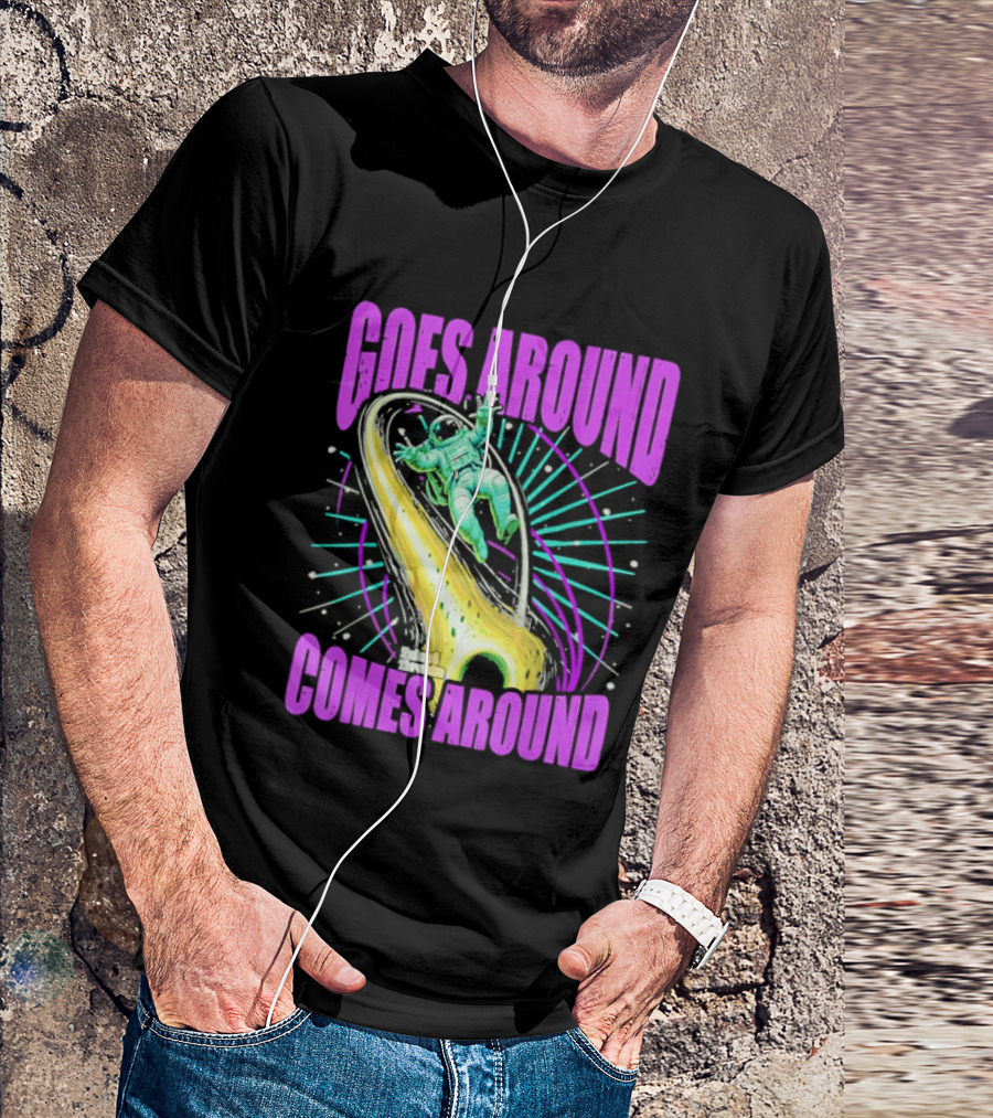 Goes Around Comes Around Astronaut Floating Space Retro Aesthetic T-Shirt