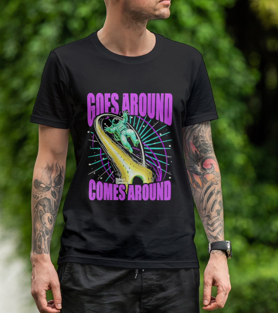 Goes Around Comes Around Astronaut Floating Space Retro Aesthetic T-Shirt