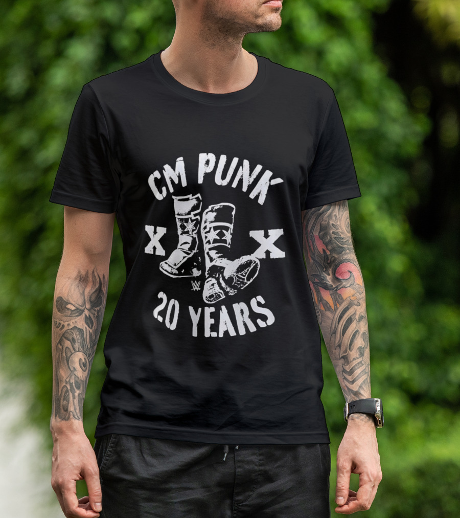 CM Punk 20 Years WWE Boots XX T-Shirt