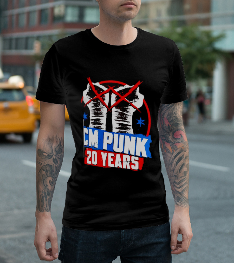 CM Punk 20 Years WWE Fists T-Shirt