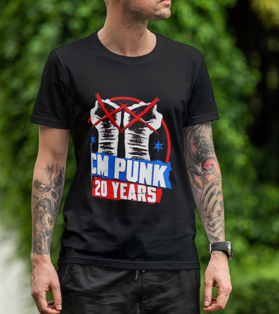 CM Punk 20 Years WWE Fists T-Shirt