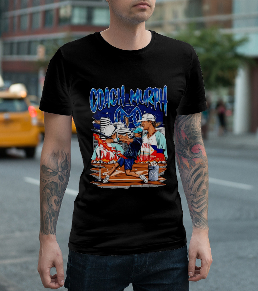 Coach Murph Baseball Training Batting Practice Urban City Flames Philippine Flag T-Shirt