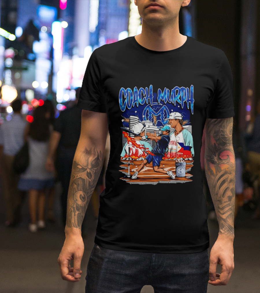 Coach Murph Baseball Training Batting Practice Urban City Flames Philippine Flag T-Shirt