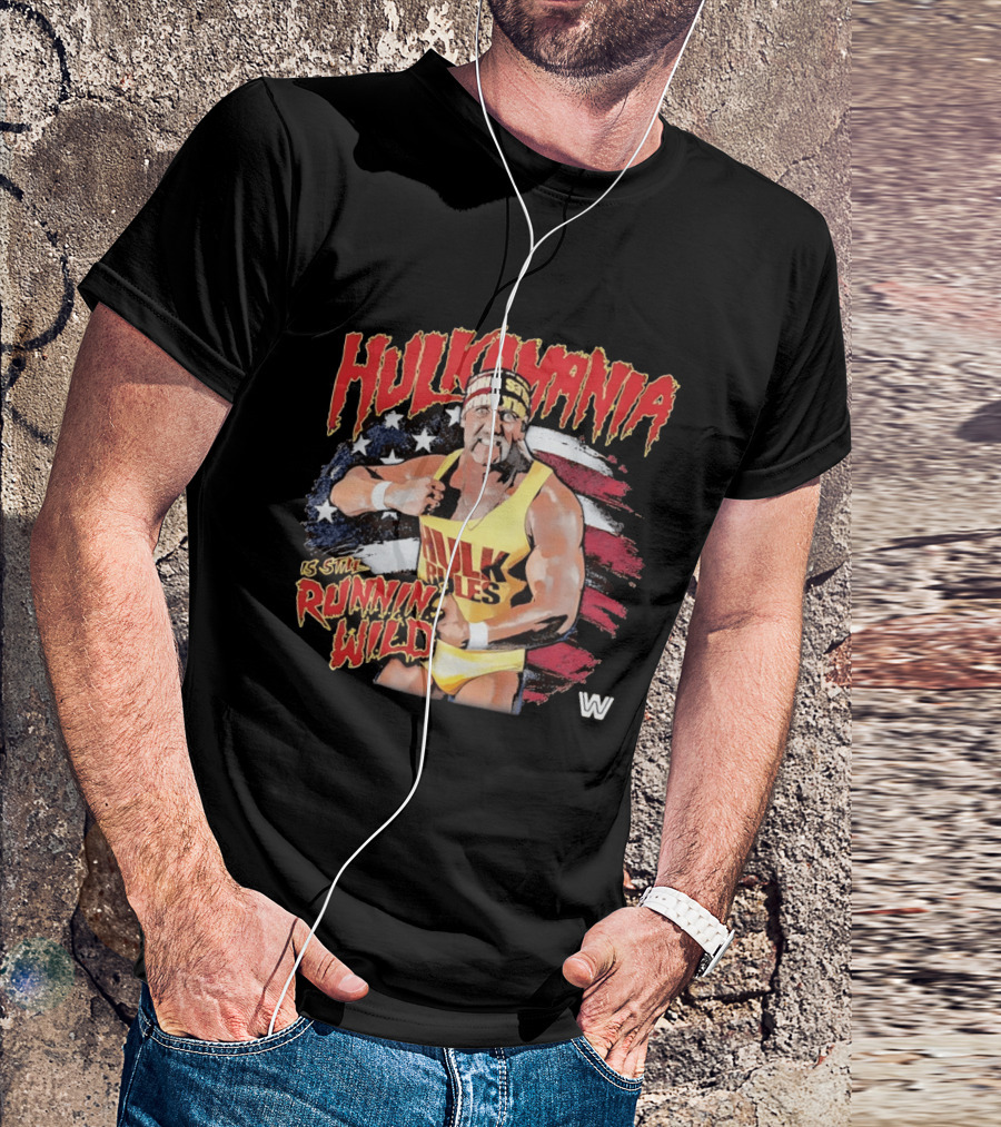 Hulk Hogan Hulkamania Runnin Wild American Flag WWE T-Shirt