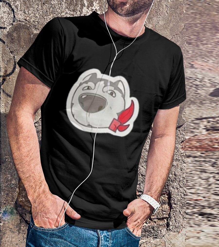 Husky Dog With Red Bandana Puppy Cute Cartoon Face T-Shirt