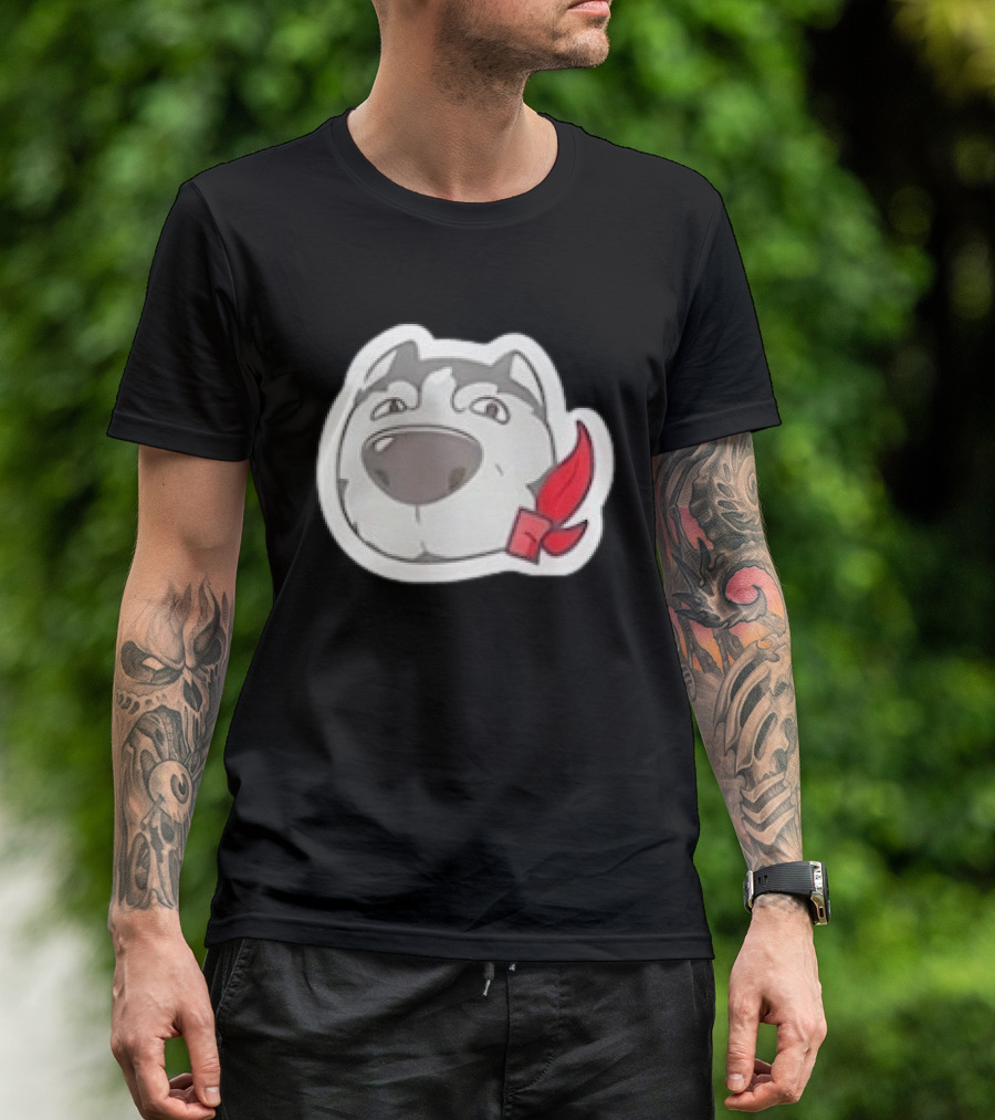 Husky Dog With Red Bandana Puppy Cute Cartoon Face T-Shirt