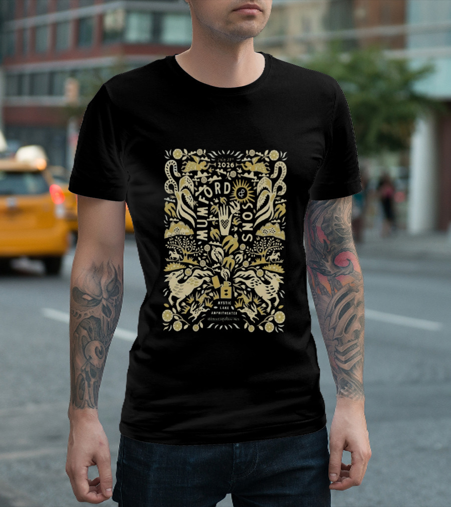 Mumford And Sons Prizefighter Tour Mystic Lake Amphitheater Minneapolis MN July 31 2026 T-Shirt