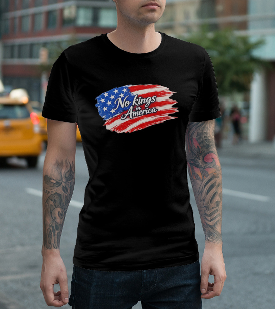 No Kings In America Patriotic Stars And Stripes T-Shirt
