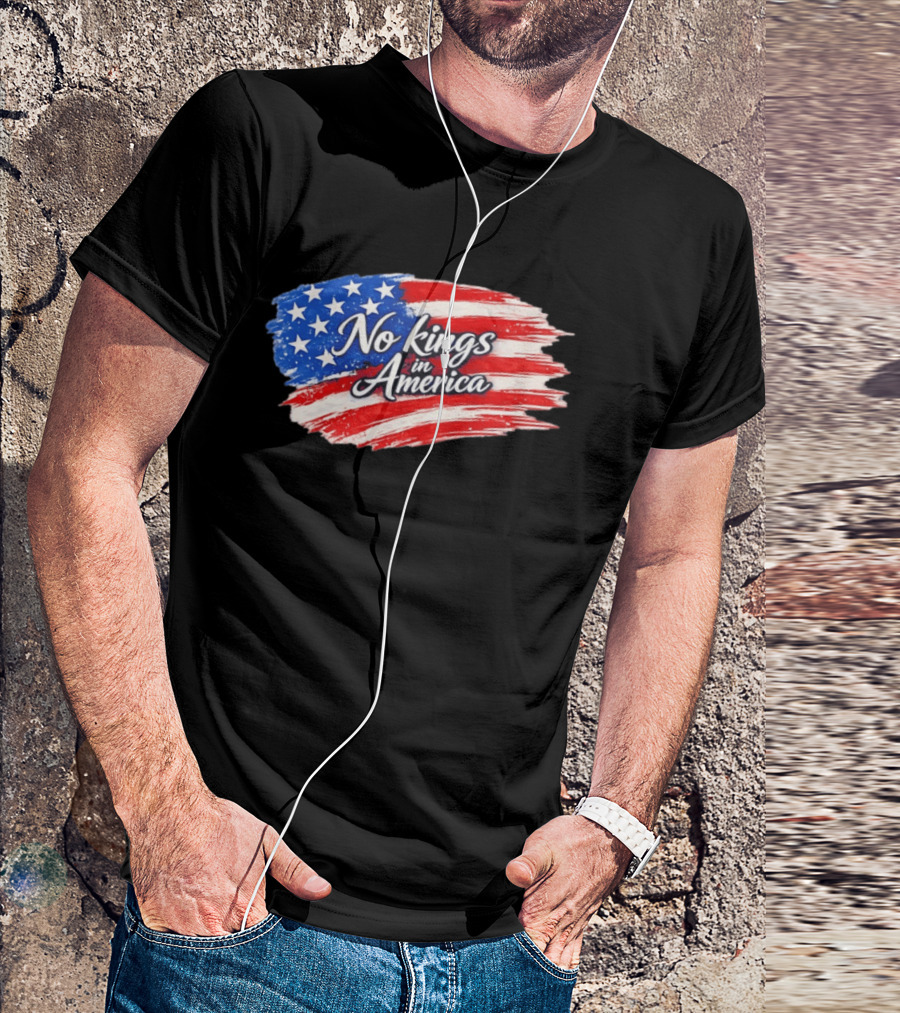 No Kings In America Patriotic Stars And Stripes T-Shirt