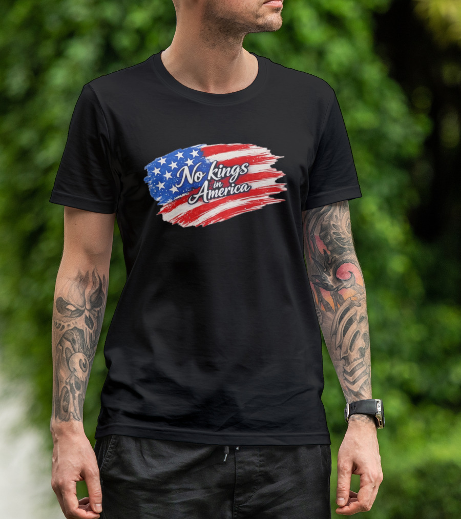 No Kings In America Patriotic Stars And Stripes T-Shirt
