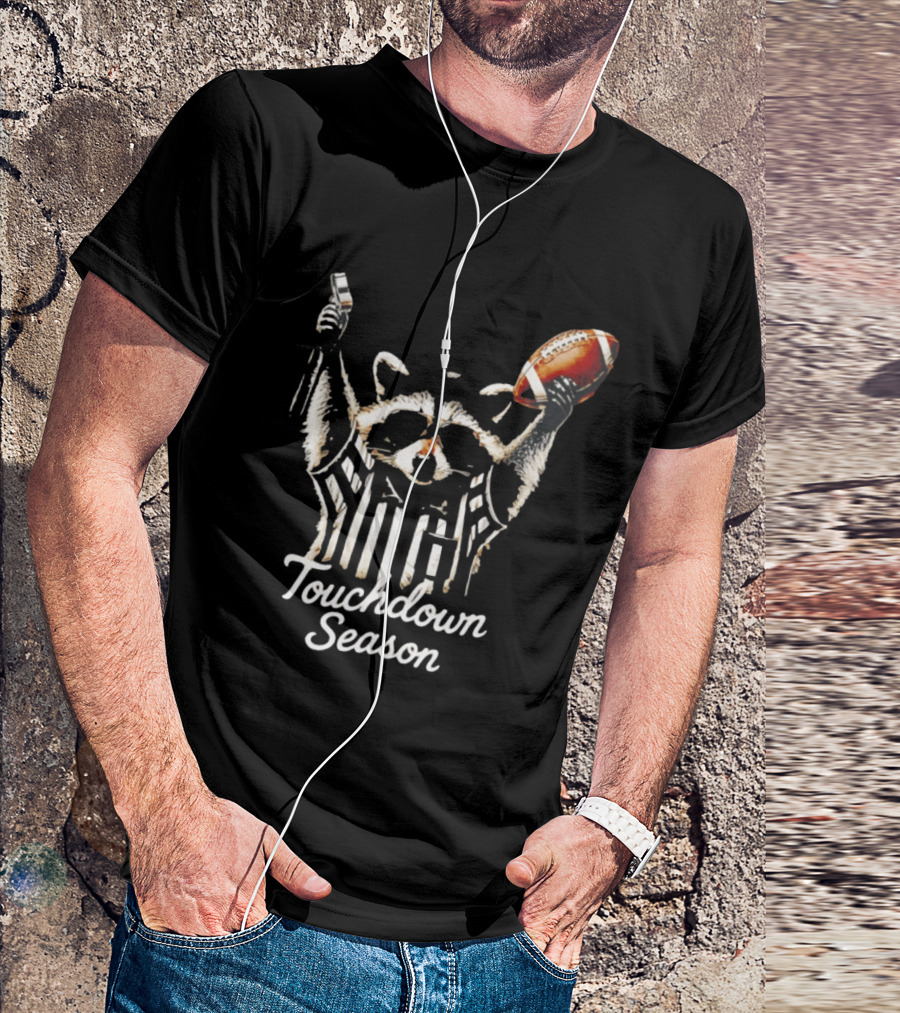 Raccoon Referee Touchdown Season Football Humor T-Shirt