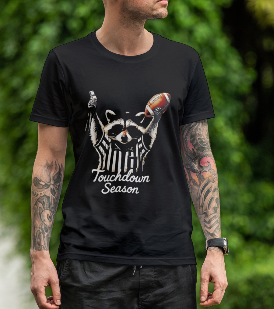 Raccoon Referee Touchdown Season Football Humor T-Shirt