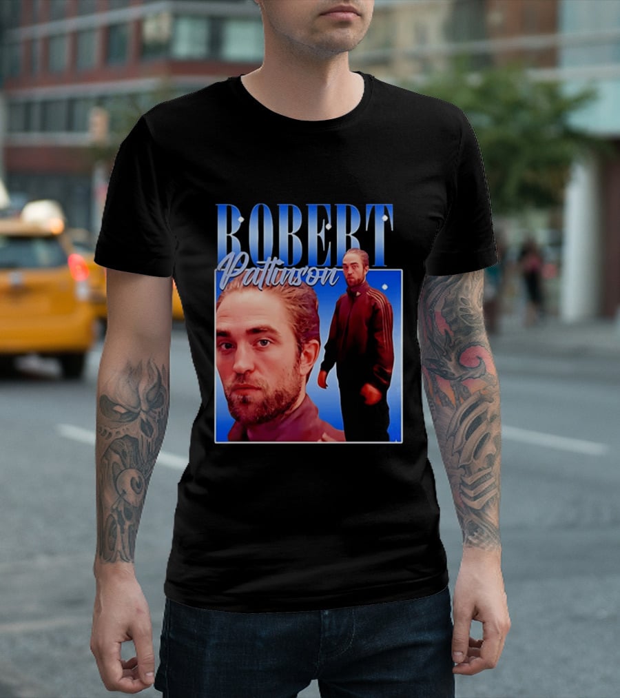 Robert Pattinson Standing Meme Blue Adidas Tracksuit T-Shirt