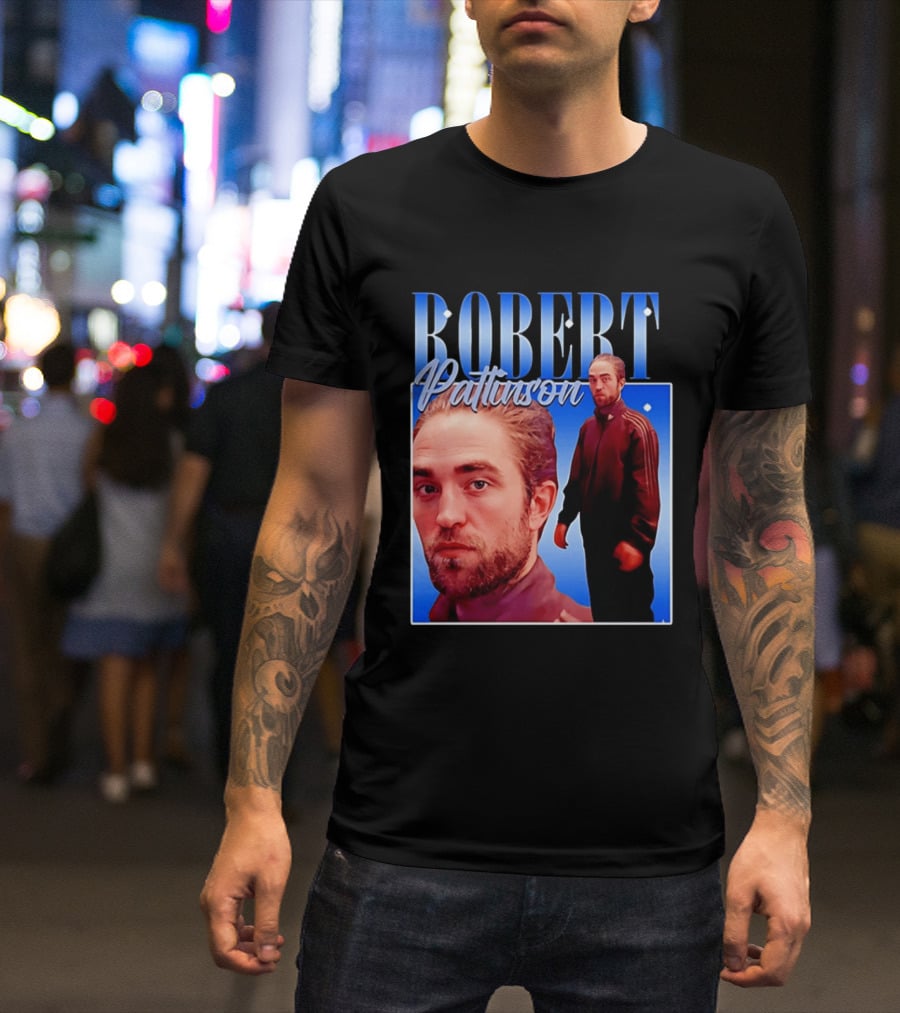 Robert Pattinson Standing Meme Blue Adidas Tracksuit T-Shirt